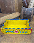 Yellow Wooden Painted Brick Mould / Decorative Herb Planter / Storage Box Tray