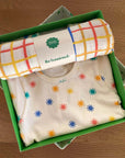 Organic Cotton Rainbow Baby Playsuit & Muslin Swaddle Blanket Gift Box