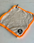 Mini Dog Towel + Clip, Beige & Orange