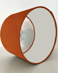Burnt orange velvet drum lampshade/ ceiling shade with a white lining