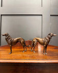 Pair Of Bronze Greyhound Figurines / Bronze Dog Ornaments / Dog Statue