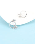 Sterling Silver Bee and Honeycomb Stud Earring