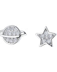 Sterling Silver Star and Planet Earrings with Swarovski Crystals