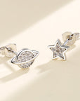 Sterling Silver Star and Planet Earrings with Swarovski Crystals