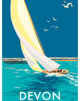 Devon Sailing Boat Vintage Seaside Print