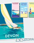Devon Sailing Boat Vintage Seaside Print
