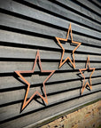 3 Large Rusty Metal barn STARS.