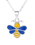 Sterling Silver Yellow and Blue Bumble Bee Pendant