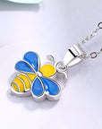 Sterling Silver Yellow and Blue Bumble Bee Pendant