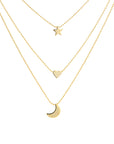 Sterling Silver and Yellow Gold Star Heart & Moon Necklace
