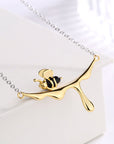 14K Gold and Sterling Silver Bee Pendant Necklace