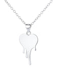 Sterling Silver Dripping Heart Pendant Necklace