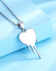 Sterling Silver Dripping Heart Pendant Necklace