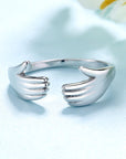Sterling Silver Hugging Hands Adjustable Ring