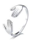 Sterling Silver Hugging Hands Adjustable Ring