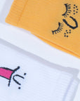Smiley face socks pack of 4, premium cotton blend, stylish and comfortable, EU 36-41 UK 3-7, trending smiley print by Body and I at brixbailey.com