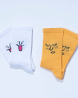 Smiley face socks pack of 4, premium cotton blend, stylish and comfortable, EU sizes 36-41, UK sizes 3-7 by Body and I at brixbailey.com