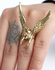 Gold/Silver Brass Pegasus Unicorn Statement Ring – Adjustable Ring