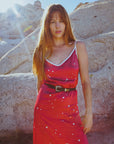 Cosmic Crimson Silk Slip Dress