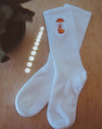 Rocket Fuel Embroidered Socks with Mushroom Design
