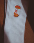 Rocket Fuel Embroidered Socks with Mushroom Design