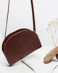 Leather Half Moon Handbag Cognac
