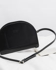 Black Leather Half Moon Handbag