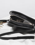 Black Leather Half Moon Handbag