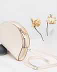 Leather Half Moon Handbag Cookie
