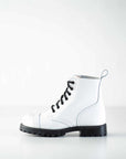 White Aviator Style Ankle Boots