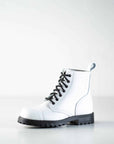 White Aviator Style Ankle Boots