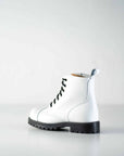White Aviator Style Ankle Boots