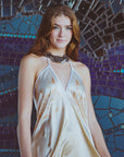 Silk Halter Dress in Dueling Jaguars