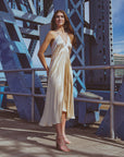 Silk Halter Dress in Dueling Jaguars