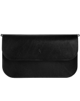 Black Leather Baguette Bag with Two Straps