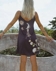 Vela Silk Slip Dress in Black Jungle Butterfly