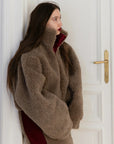 Woolen Women's Short Jacket - Beige