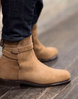 Tobacco Suede Jodhpur Boots, Welted Leather Sole