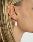Rectangle Link Pearl Earrings