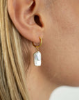 Rectangle Link Pearl Earrings