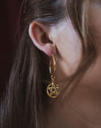 Gold Pentacle Hoop Earrings