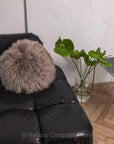 Round Natural Sheepskin Pillow - Greige