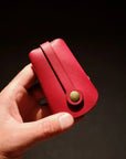 Folded Leather Keyholder in Rich Red