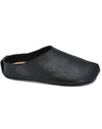 Black Leather Slippers for Lounging