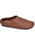 Brown Slippers with Leather Upper and Cork Footbed