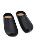 Black Leather Slippers for Lounging