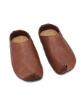 Brown Slippers with Leather Upper and Cork Footbed