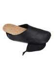 Black Leather Slippers for Lounging