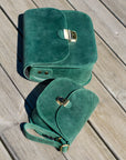 Large Natural Green Leather Saddle Bag