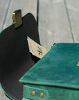 Large Natural Green Leather Saddle Bag